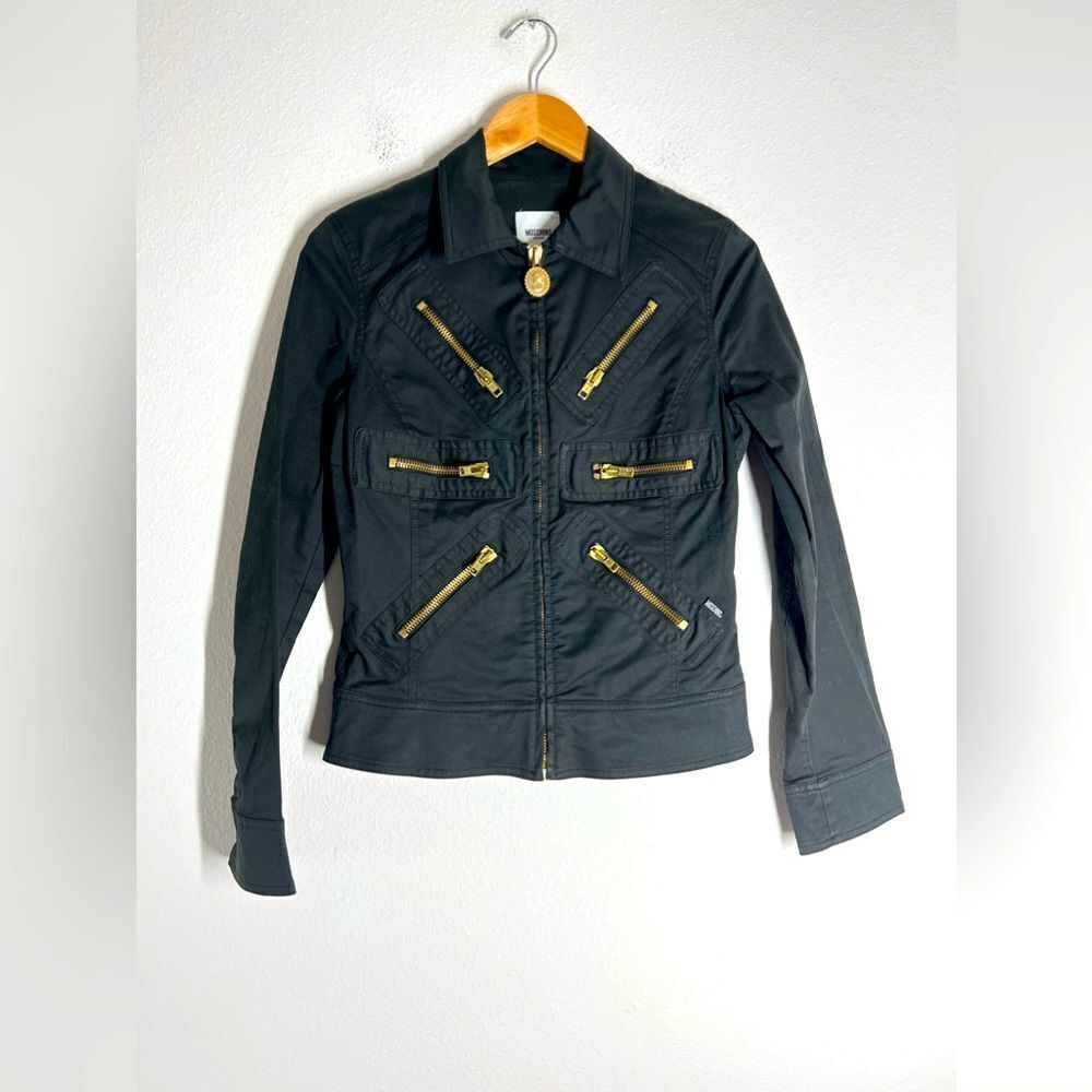 Moschino Jeans Black Black Jacket Zipper Details Size 8